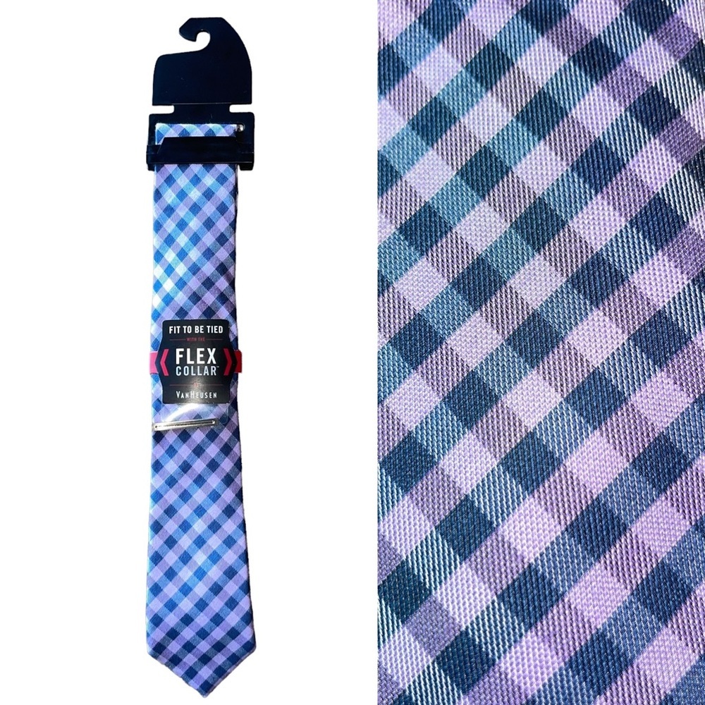 VanHeusen Purple Plaid Flex Collar
